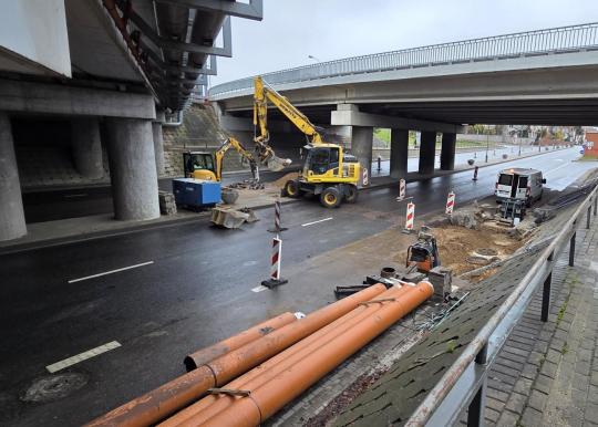 Baigiami intensyvūs paviršinių nuotekų tinklų remonto darbai ties H. Manto g. viaduku